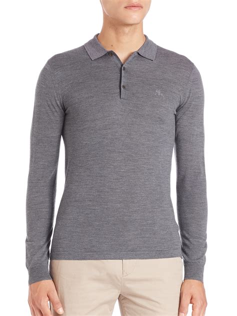 burberry polo衫女|Wool Polo Shirt in Mid grey .